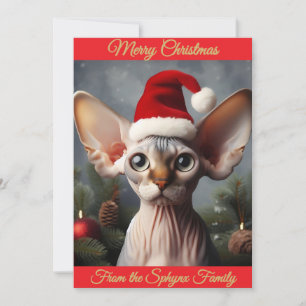 Carte de Noël personnalisable Elf Sphynx Cat Père