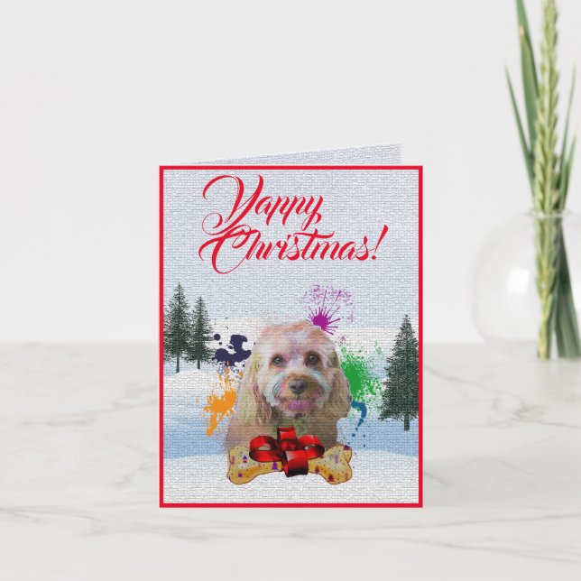 Carte de Noël personnalisable facile Cavapoo Chien (Devant)