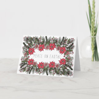 Carte de Noël personnalisable Peace on Earth Wreat