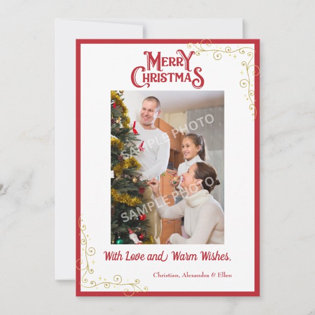 Carte de Noël personnalisable Photo Rétro (Devant)