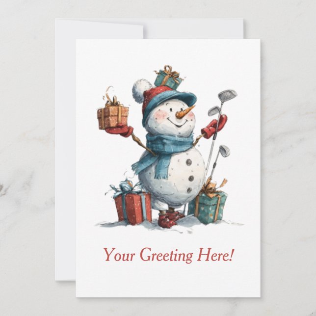 Carte de Noël personnalisable pour les golfeurs (Devant)