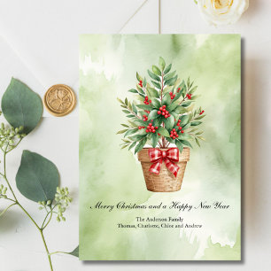 Carte de Noël personnalisée Arbre aux baies rouges