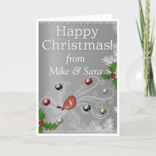 Carte de Noël personnalisée Argent (Devant)