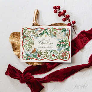 Carte de Noël personnalisée avec botanique vintage