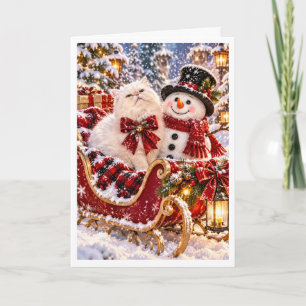 Carte de Noël personnalisée avec chat persan et bo