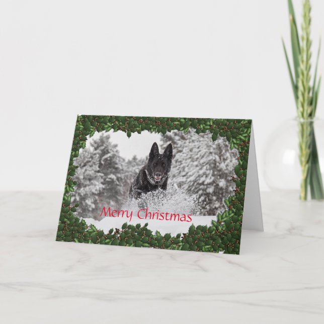 Carte de Noël personnalisée avec chien alsacien (Devant)