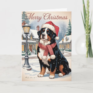 Carte de Noël personnalisée avec chien de montagne