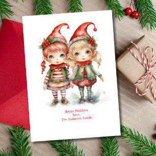 Carte de Noël personnalisée avec des lutins
