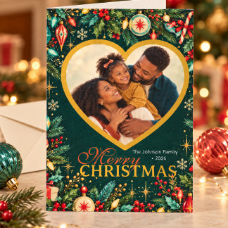 Carte de Noël personnalisée avec photo de famille