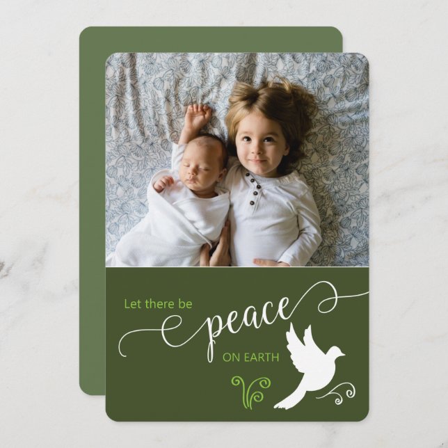 Carte de Noël personnalisée avec photo "Que la pai (Devant / Derrière)