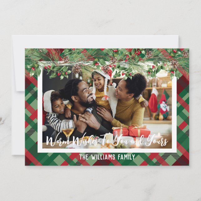 Carte de Noël personnalisée avec plaid photo Fêtes (Devant)
