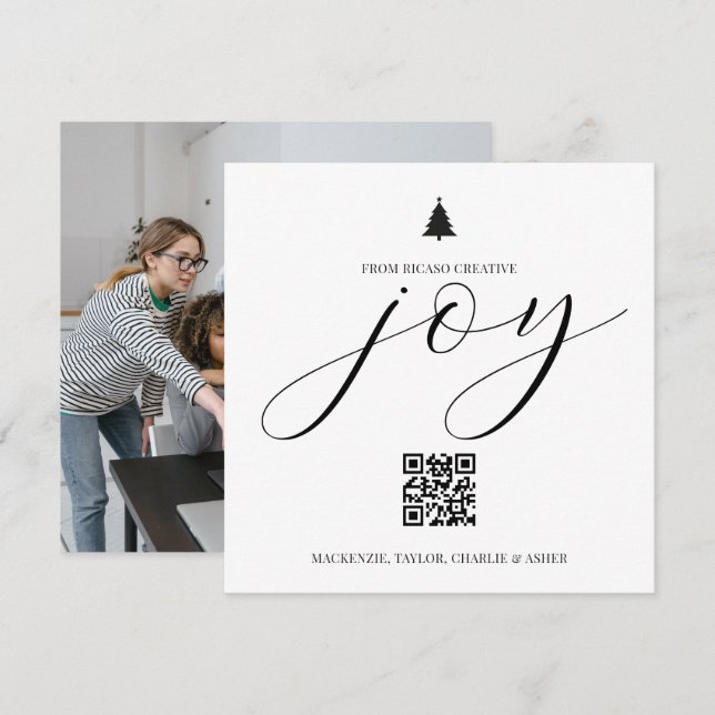 Carte de Noël personnalisée avec QR code pour entr (Devant / Derrière)