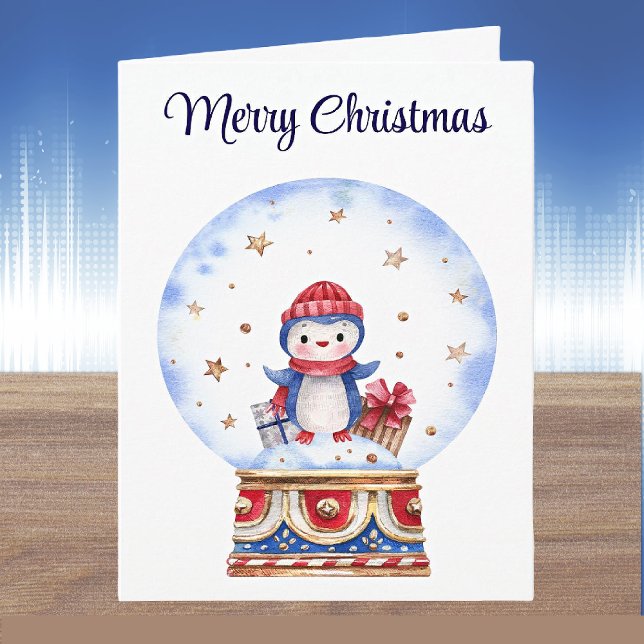 Carte de Noël personnalisée avec un pingouin dans  (Créateur téléchargé)