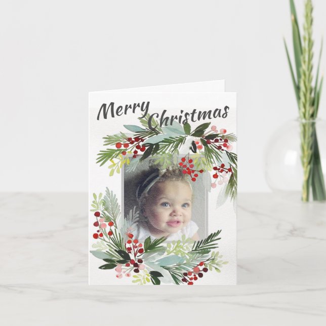 Carte de Noël personnalisée - Berries d'hiver (Devant)