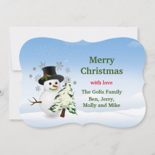Carte de Noël personnalisée de bonhomme de neige