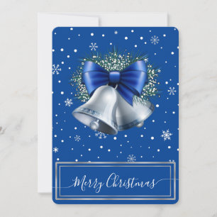 Carte de Noël personnalisée Élégante Cloche Argent