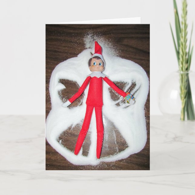Carte de Noël personnalisée Elf Snow Angel (Devant)