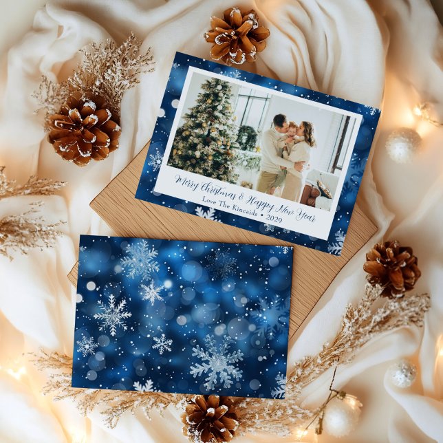 Carte de Noël personnalisée flocon de neige bleu (Créateur téléchargé)