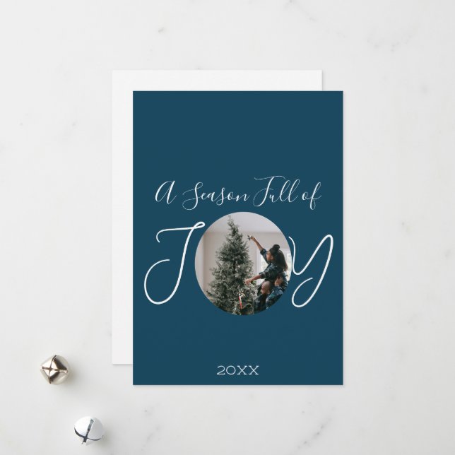 Carte de Noël personnalisée Joy (Devant/Arrière en situation)