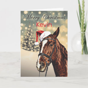 Carte de Noël personnalisée Joyeux Noël Cheval