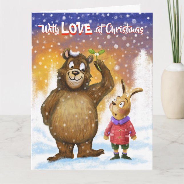 Carte de Noël personnalisée L'amour à l'ours de No (Devant)