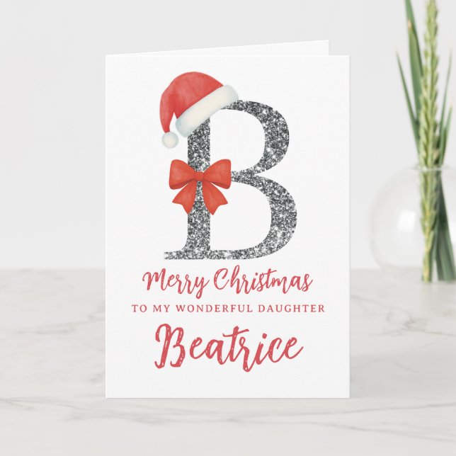 Carte de Noël personnalisée - Lettre B (Devant)