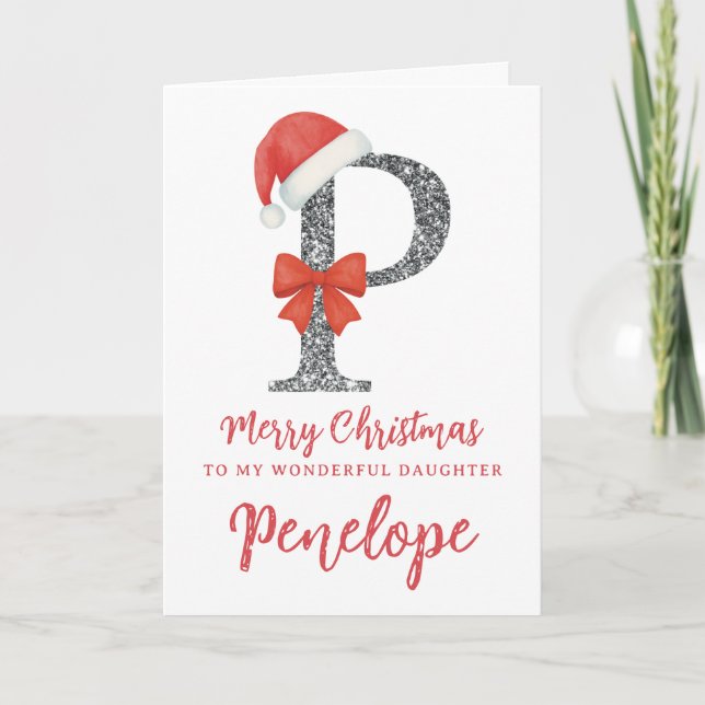 Carte de Noël personnalisée - Lettre P (Devant)