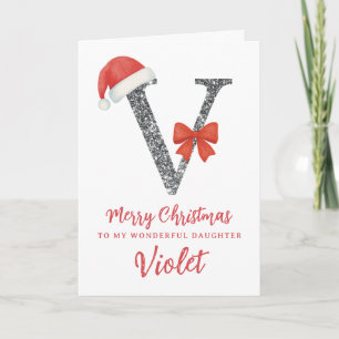 Carte de Noël personnalisée - Lettre V