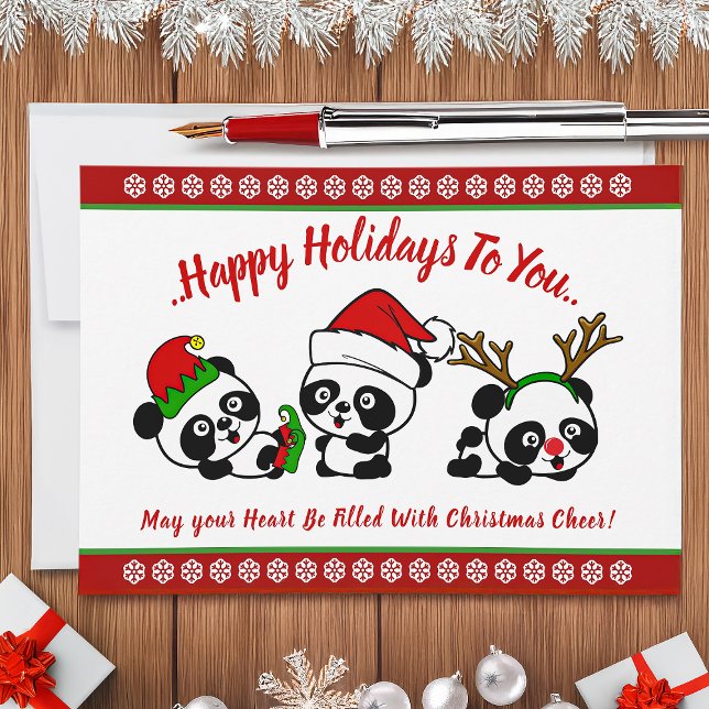 Carte de Noël personnalisée Pandas (Créateur téléchargé)