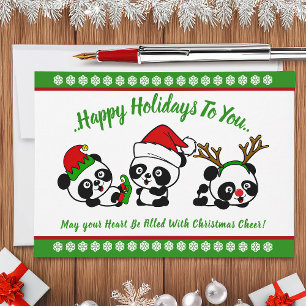 Carte de Noël personnalisée Pandas