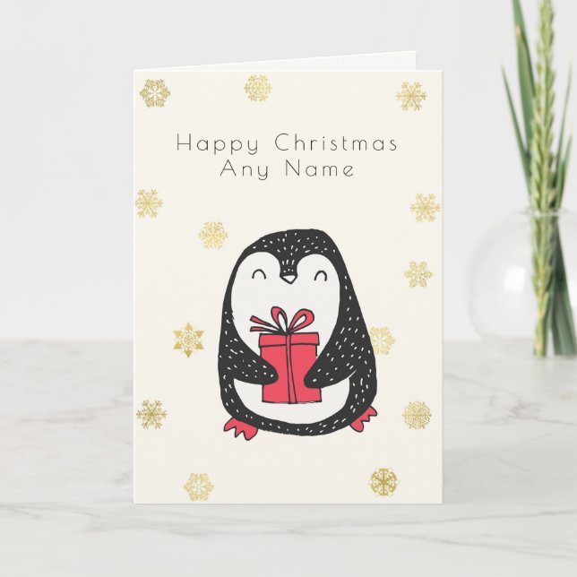Carte de Noël personnalisée par pingouin de flocon (Devant)