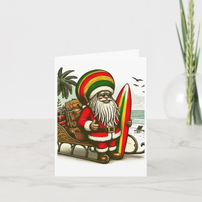 Carte de Noël personnalisée Père Noël jamaïcaine (Devant)