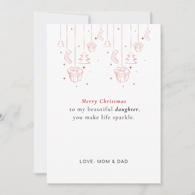 Carte de Noël personnalisée pour fille (Devant)