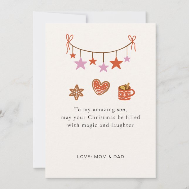 Carte de Noël Personnalisée pour Fils Mignonne (Devant)
