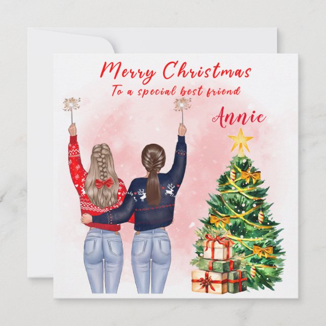 Carte de Noël personnalisée pour la meilleure amie (Devant)
