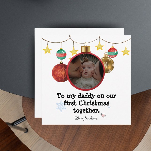 Carte de Noël personnalisée pour papa, photo (Personalised First Christmas Card for Daddy)