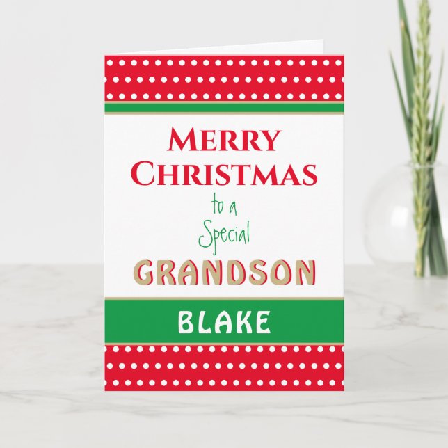 Carte de Noël personnalisée pour petit-fils (Devant)