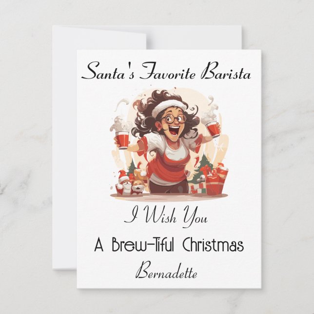 Carte de Noël personnalisée pour un Barista (Devant)