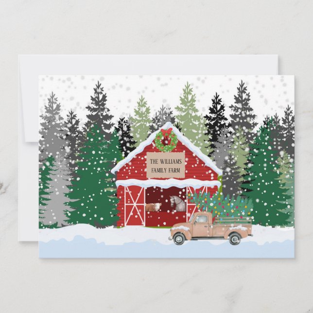 Carte de Noël personnalisée Rustic Farm (Devant)