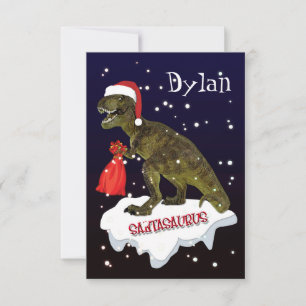 Carte de Noël personnalisée 'Santasaurus' Dinosaur