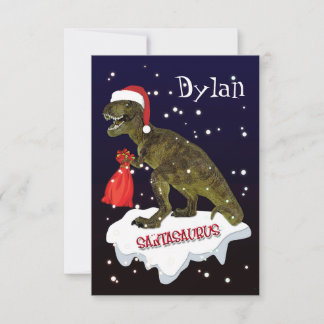 Carte de Noël personnalisée 'Santasaurus' Dinosaur