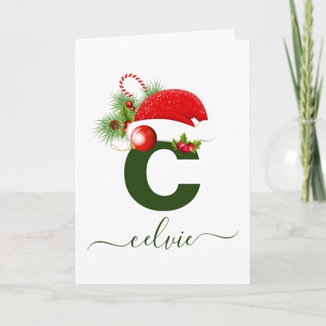 Carte de Noël personnalisée simple avec monogramme (Devant)