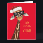 Carte de Noël personnalisée SUPER COOL GIRAFFE<br><div class="desc">Pour tous les mecs de votre vie, cette girafe leur souhaite un joyeux Noël à la manière cool ! Envoie des vibes amusantes mais détendues ce Noël ! Personnalisez avec le nom du destinataire sur la couverture et ajoutez votre ou vos nom(s) à l'intérieur. Laissez ce champ vide si vous...</div>
