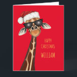 Carte de Noël personnalisée SUPER COOL GIRAFFE<br><div class="desc">Pour tous les mecs de votre vie, cette girafe leur souhaite un joyeux Noël à la manière cool ! Envoie des vibes amusantes mais détendues ce Noël ! Personnalisez avec le nom du destinataire sur la couverture et ajoutez votre ou vos nom(s) à l'intérieur. Laissez ce champ vide si vous...</div>