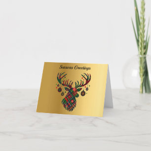 Carte de Noël personnalisée Tartan Stag & Bauble