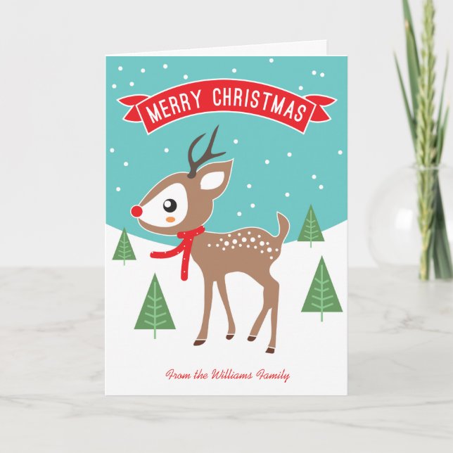 Carte de Noël Petit Renne (Devant)