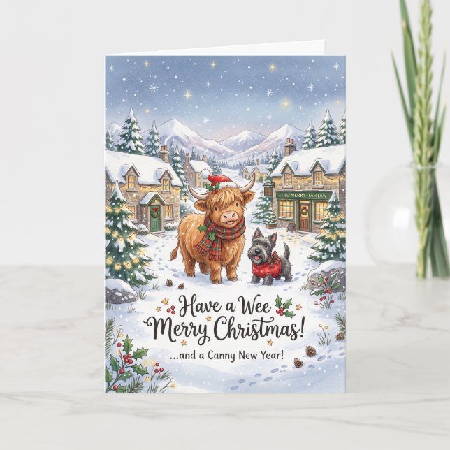 Carte de Noël Petite Highland (Devant)