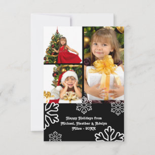 Carte de Noël photo 3x5 - Design neige noir et bla