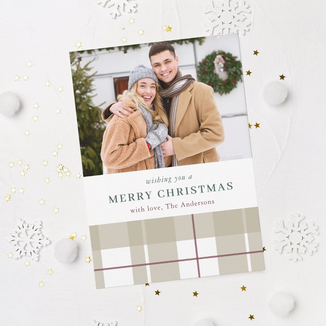 Carte de Noël photo à carreaux rustique moderne (Créateur téléchargé)