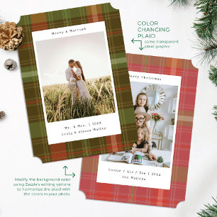 Carte de Noël photo à motif carreaux de designer